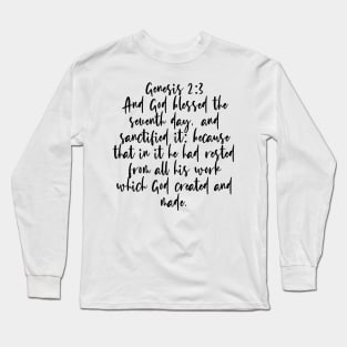 Genesis 2:3 Bible Verse Long Sleeve T-Shirt